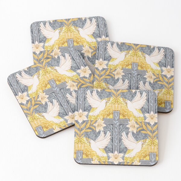 Item preview, Resurrection Sunday Christian Easter Damask in Grey and Gold Pattern designed and sold by micklyn.