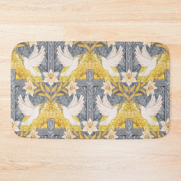 Item preview, Resurrection Sunday Christian Easter Damask in Grey and Gold Pattern designed and sold by micklyn.