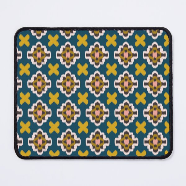 Item preview, Ikat medallions and crosses on dark blue | Pattern designed and sold by colorofmagic.