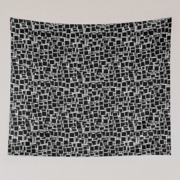 Item preview, 3d black and white squares on glowing peach backdrop designed and sold by GeoffBeattie.