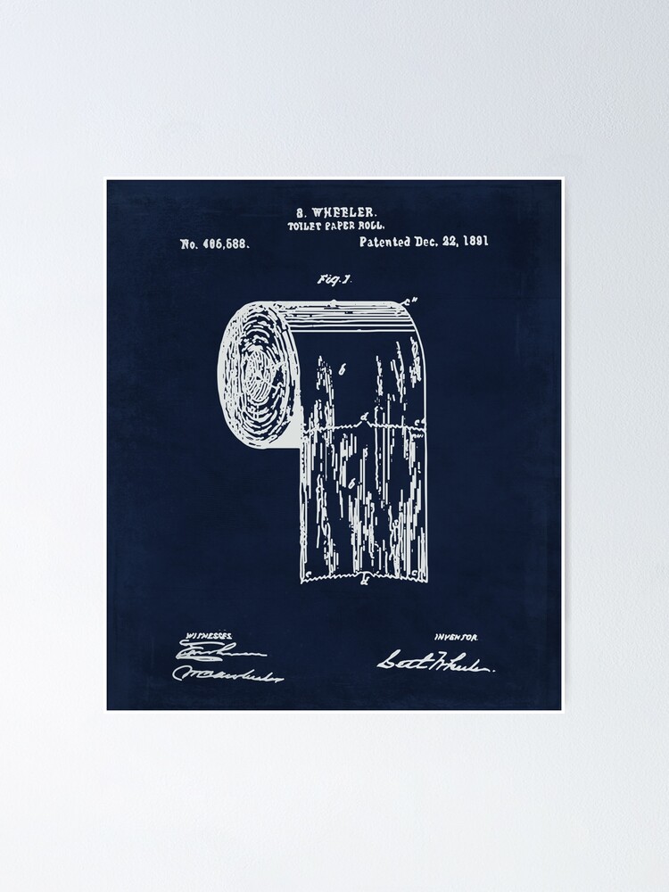 Toilet Paper Roll Official Patent Blueprint Thick Paper Sign Print