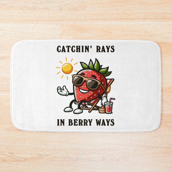 Item preview, Strawberry Sunbathing Catching Rays Cartoon Style designed and sold by CosyTeal.