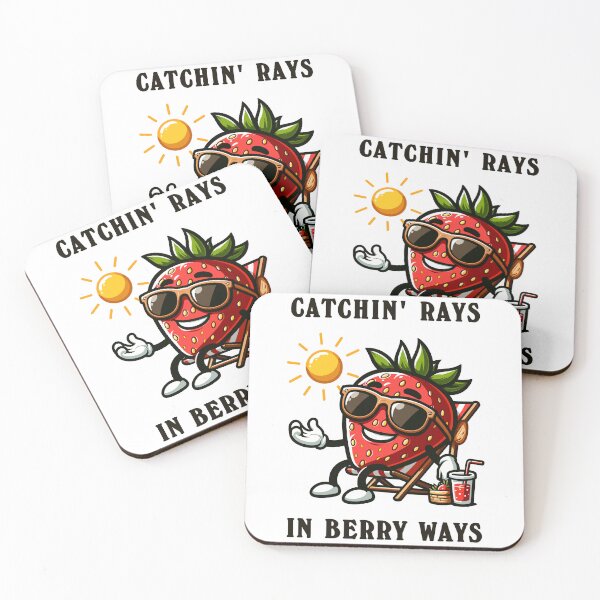 Item preview, Strawberry Sunbathing Catching Rays Cartoon Style designed and sold by CosyTeal.