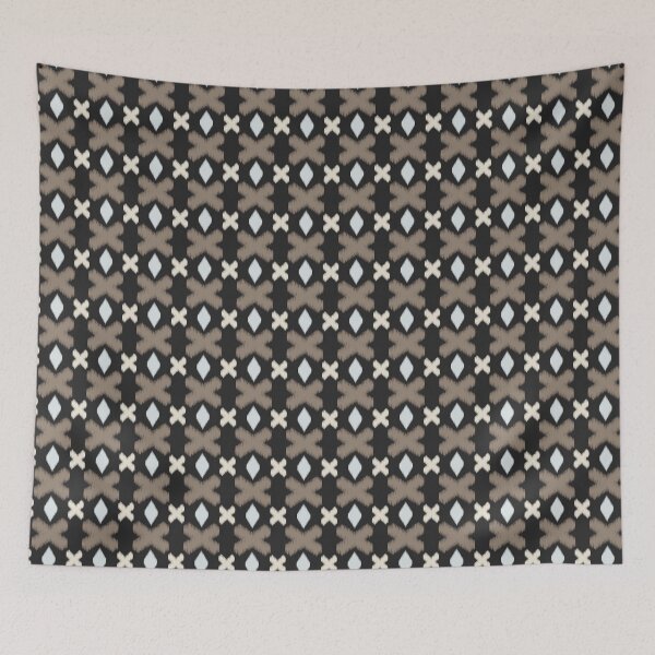 Item preview, Ikat crosses on black | Pattern designed and sold by colorofmagic.