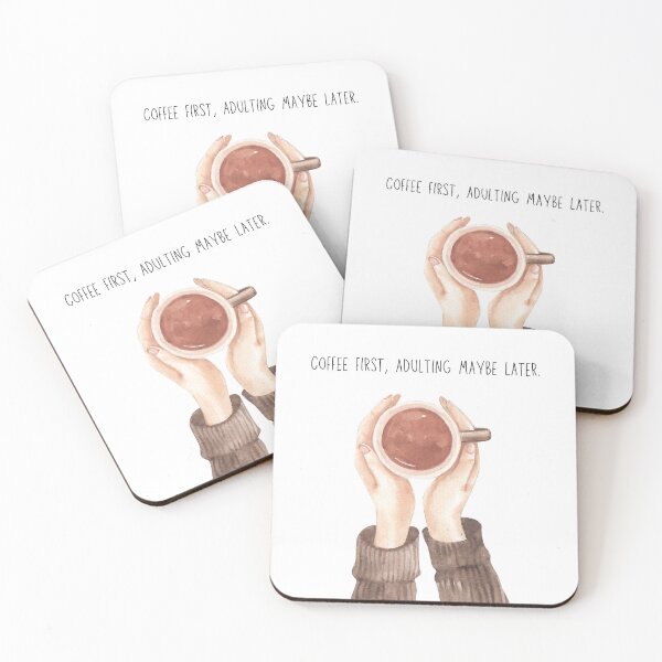 Item preview, Coffee first, Adulting maybe later... designed and sold by TheMerchPeddler.