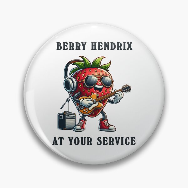 Item preview, Strawberry With Guitar Berry Hendrix Cartoon Style designed and sold by CosyTeal.