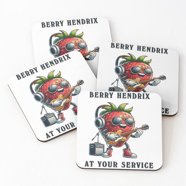 Item preview, Strawberry With Guitar Berry Hendrix Cartoon Style designed and sold by CosyTeal.