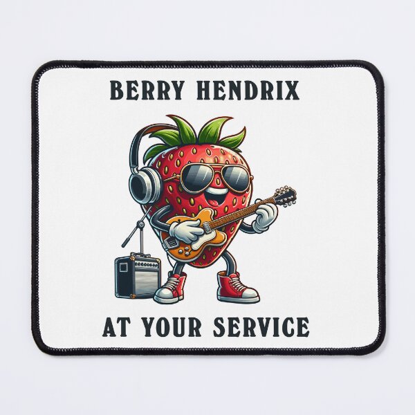 Item preview, Strawberry With Guitar Berry Hendrix Cartoon Style designed and sold by CosyTeal.