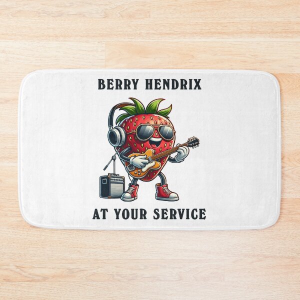 Item preview, Strawberry With Guitar Berry Hendrix Cartoon Style designed and sold by CosyTeal.