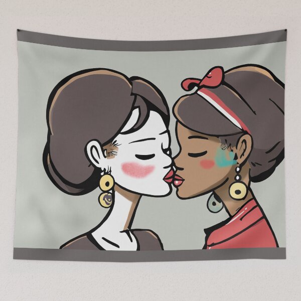 Item preview, Illustration of two women in love kissing designed and sold by Photopat.