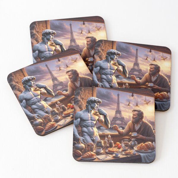Item preview, Michelangelo has coffee with his David designed and sold by Theudric.