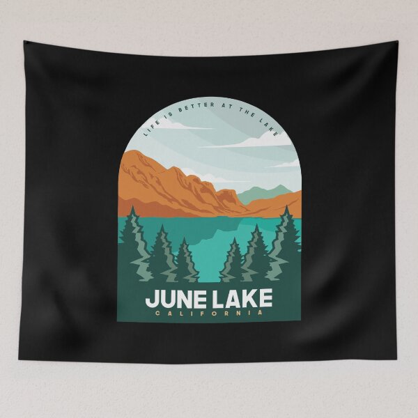 Artikelvorschau, June Lake California United States Lake With Mountain And Pine Tree entworfen und verkauft von Friday NightCo.