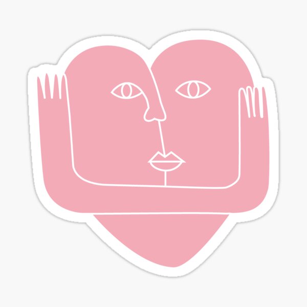 Valentine Love Heart Hugs and Kisses Sticker