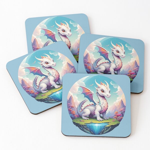 Item preview, Magical Rosadracon: A friendly dragon in a pastel landscape designed and sold by Minpadesign.