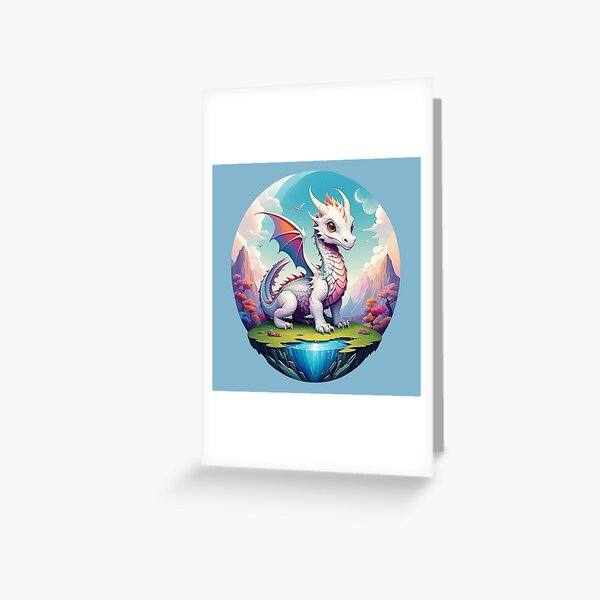 Item preview, Magical Rosadracon: A friendly dragon in a pastel landscape designed and sold by Minpadesign.
