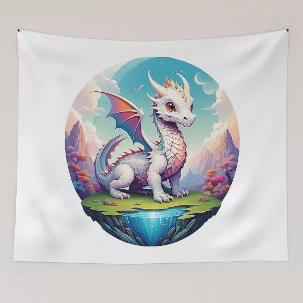 Item preview, Magical Rosadracon: A friendly dragon in a pastel landscape designed and sold by Minpadesign.