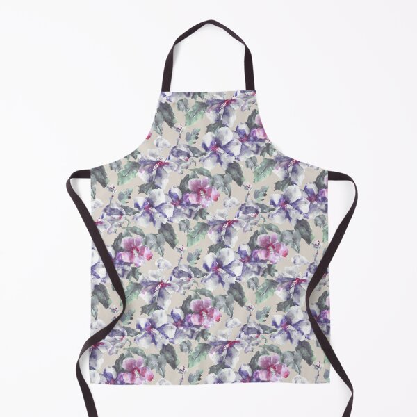 Item preview, big floral classic watercolor handmade beige designed and sold by Alessandro Remo Mazzoni Remotextiles.