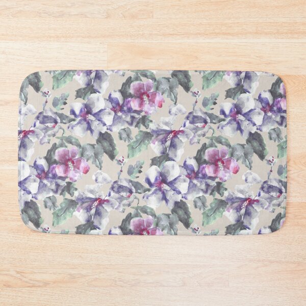 Item preview, big floral classic watercolor handmade beige designed and sold by Alessandro Remo Mazzoni Remotextiles.