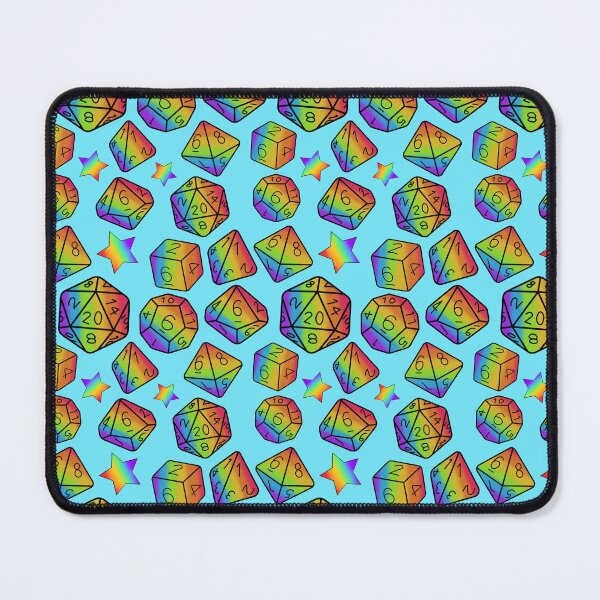 Item preview, Rainbow dice set on blue designed and sold by Cthulhu loves crafts.
