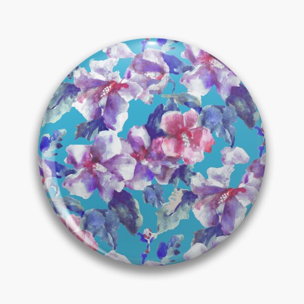Item preview, Copy of big floral classic watercolor handmade blue designed and sold by Alessandro Remo Mazzoni Remotextiles.