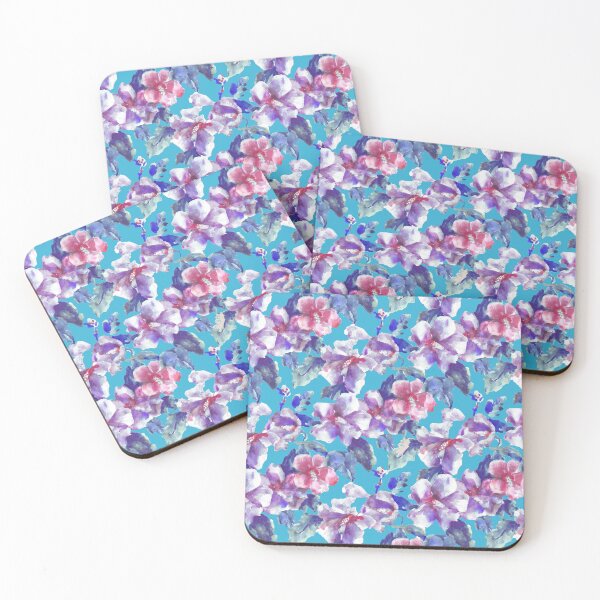 Item preview, Copy of big floral classic watercolor handmade blue designed and sold by Alessandro Remo Mazzoni Remotextiles.
