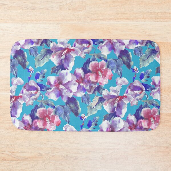 Item preview, Copy of big floral classic watercolor handmade blue designed and sold by Alessandro Remo Mazzoni Remotextiles.