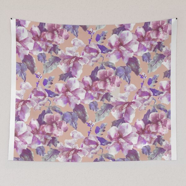 Item preview, Copy of big floral classic watercolor handmade peach designed and sold by Alessandro Remo Mazzoni Remotextiles.