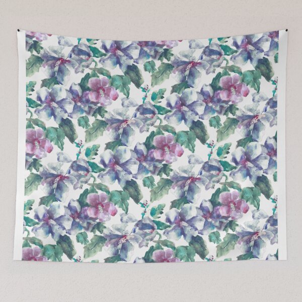 Item preview, Copy of big floral classic watercolor handmade white designed and sold by Alessandro Remo Mazzoni Remotextiles.