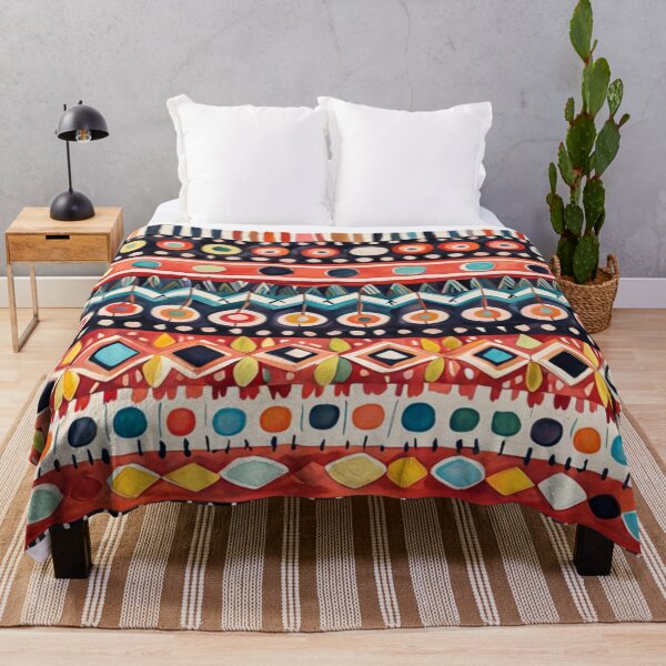 Item preview, Traditional Kilim Pattern, Ethnic Abstract Scandinavian Design in Watercolor - Tribal, Indian & Aztec Vintage Pattern - Batik designed and sold by MyArt23.