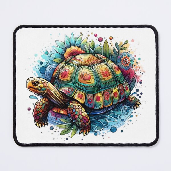Item preview, Beautiful image of a colorful tortoise with various flowers and leaves in the background designed and sold by Marcoshop10.