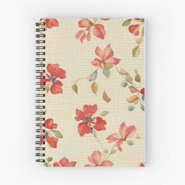 Item preview, Red Floral On Beige Linen  designed and sold by Tamas Das.