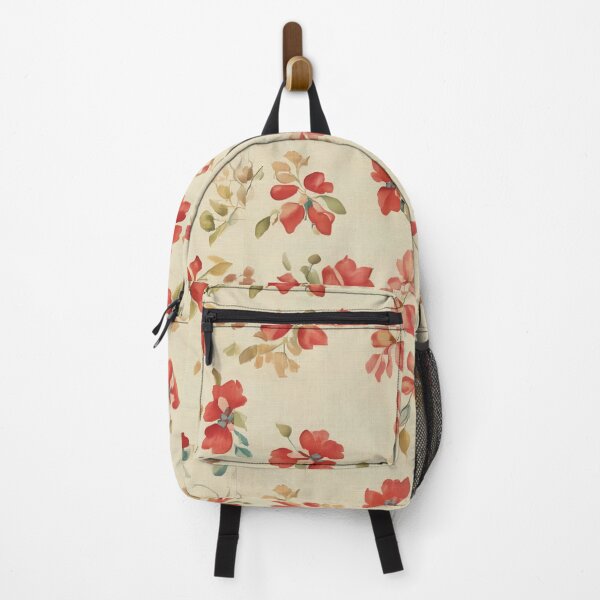 Item preview, Red Floral On Beige Linen  designed and sold by Tamas Das.