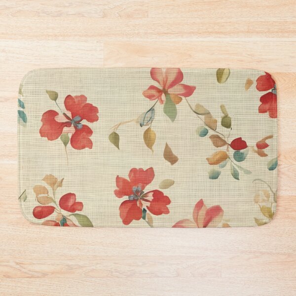 Item preview, Red Floral On Beige Linen  designed and sold by Tamas Das.