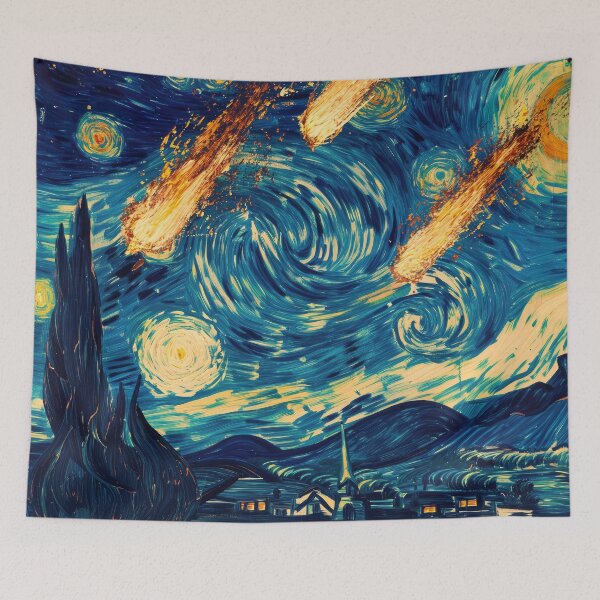 Item preview, Meteors Falling On The Starry Night - Vincent Van Gogh, Asteroid Impact designed and sold by PrintShangri-La.