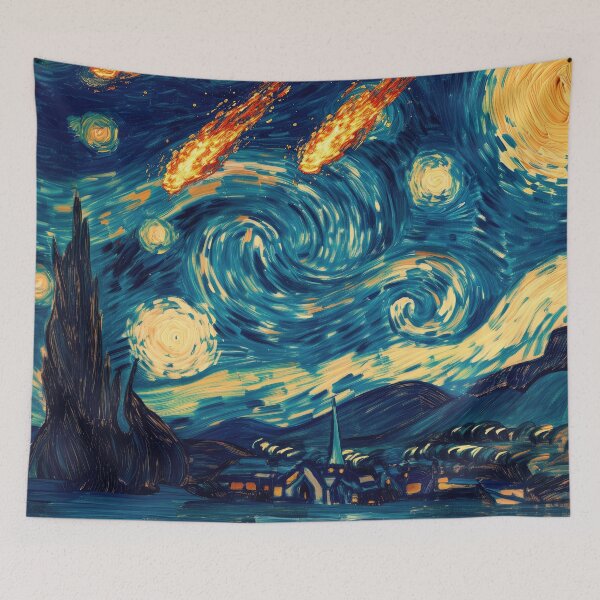 Item preview, Meteors Falling On The Starry Night - Vincent Van Gogh, Asteroid Impact designed and sold by PrintShangri-La.