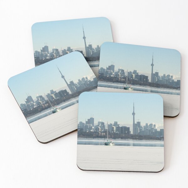 Item preview, Unusual Sight - Frozen Lake Ontario Toronto Skyline and a Sailboat designed and sold by Georgia Mizuleva.