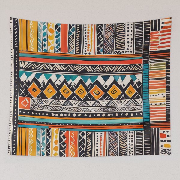 Item preview, Traditional Kilim Pattern, Ethnic Abstract Scandinavian Design in Watercolor - Tribal, Indian & Aztec Vintage Pattern - Batik designed and sold by MyArt23.
