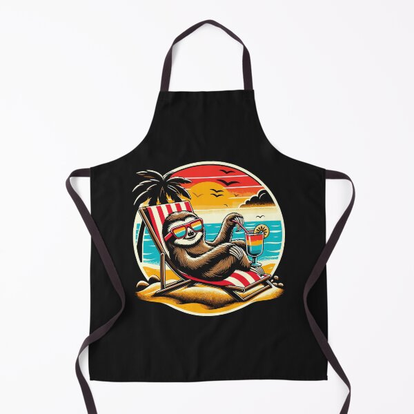 Item preview, Funny Lazy Sloth Chilling On The Beach Retro Sunset designed and sold by WildPalette-Art.