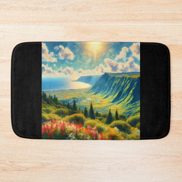 Item preview, Sunny landscape of La Réunion in the style of Van Gogh - La Reunion Lovers designed and sold by artyfartypants.