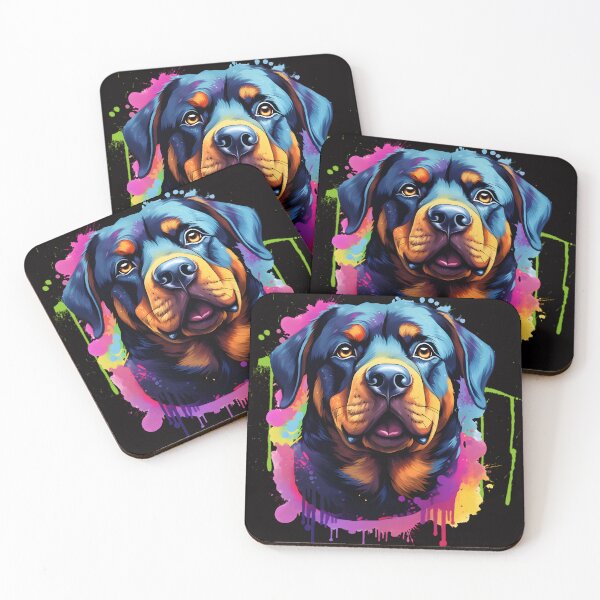 Item preview, Rottweiler on colorful background designed and sold by DarkHeartCreat.