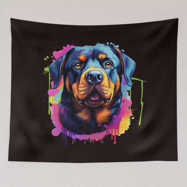Item preview, Rottweiler on colorful background designed and sold by DarkHeartCreat.
