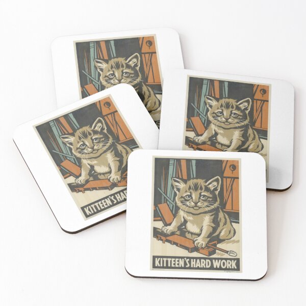 Aperçu de l'œuvre kitten hard work créée et vendue par warningstickers.