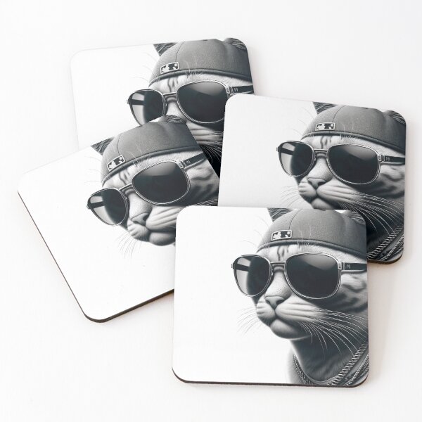 Item preview, Rapper, Hip- Hop Cat with Basecap and Sunglasses designed and sold by aikittycats.