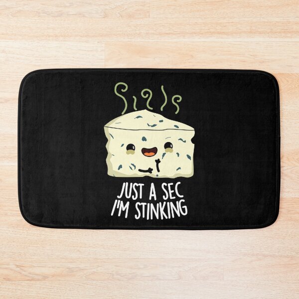 Item preview, Just A Sec I'm Stinking Funny Cheese Pun (Dark BG) designed and sold by punnybone.