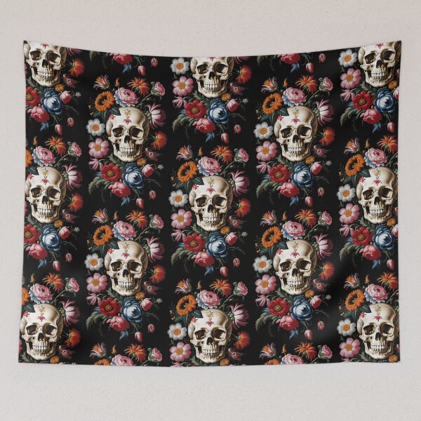Item preview, Skull embroidery with flowers - Mexican culture designed and sold by portokalis.