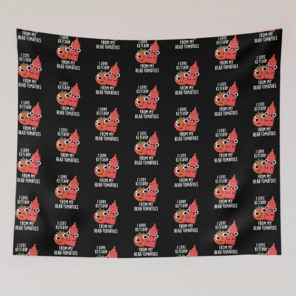 Item preview, I Love Ketchup From My Head Tomatoes Funny Food Pun (Dark BG) designed and sold by punnybone.