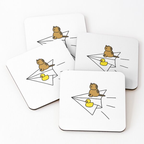 Artikelvorschau, eine Katze und eine Ente im Papierflieger entworfen und verkauft von superbaechoo.