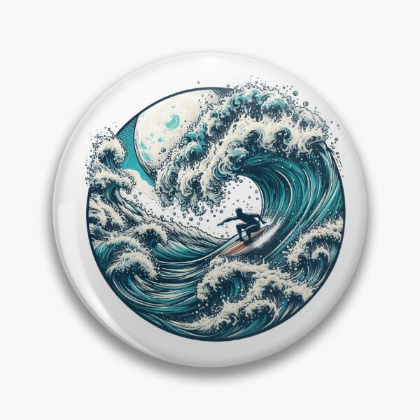 Item preview,  "a robust sketch of riding the waves in a high and rugged sea, with waves spouting foam, embodying the coolness of the moment." designed and sold by PaintMeWorld.