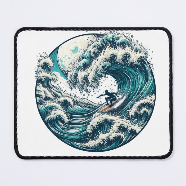 Item preview,  "a robust sketch of riding the waves in a high and rugged sea, with waves spouting foam, embodying the coolness of the moment." designed and sold by PaintMeWorld.