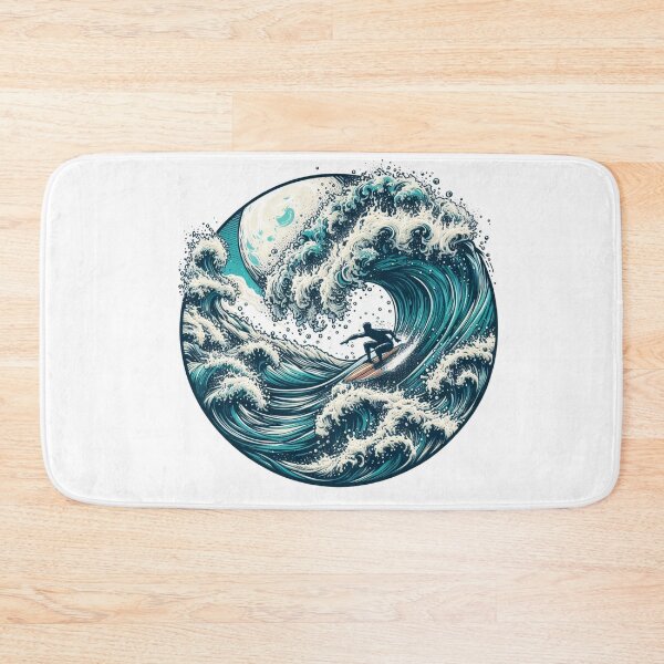 Item preview,  "a robust sketch of riding the waves in a high and rugged sea, with waves spouting foam, embodying the coolness of the moment." designed and sold by PaintMeWorld.